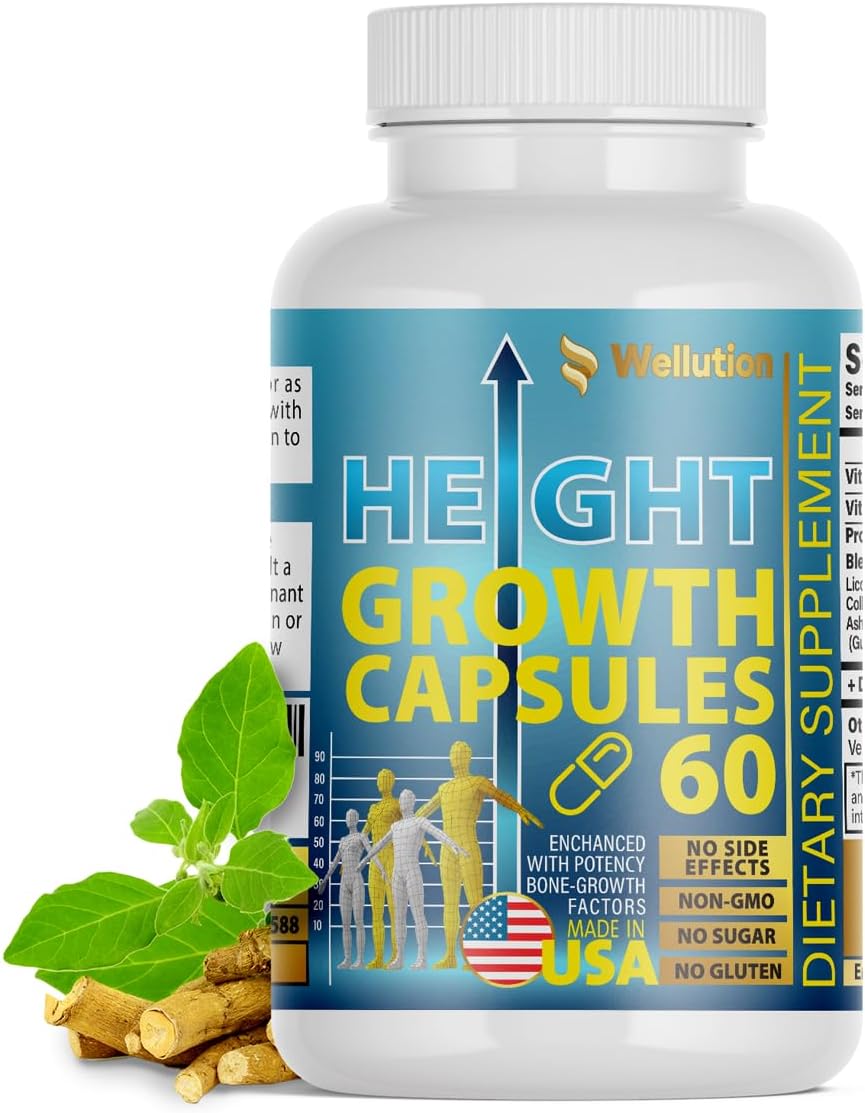 USA-Made Height Growth Maximizer Supplement with Calcium for Bone Strength and Support by WELLUTION