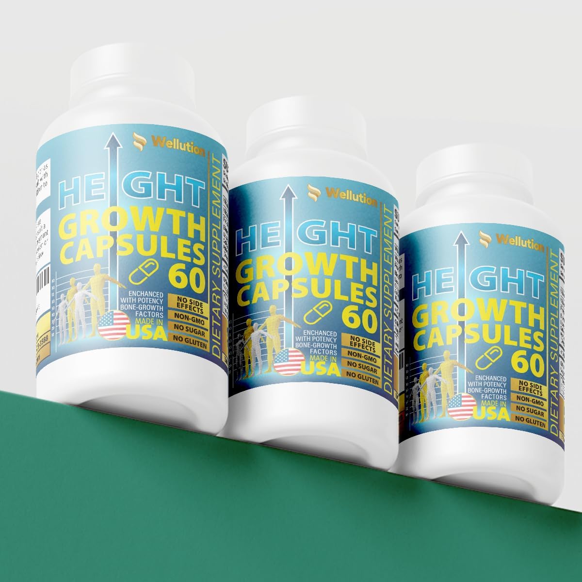 USA-Made Height Growth Maximizer Supplement with Calcium for Bone Strength and Support by WELLUTION