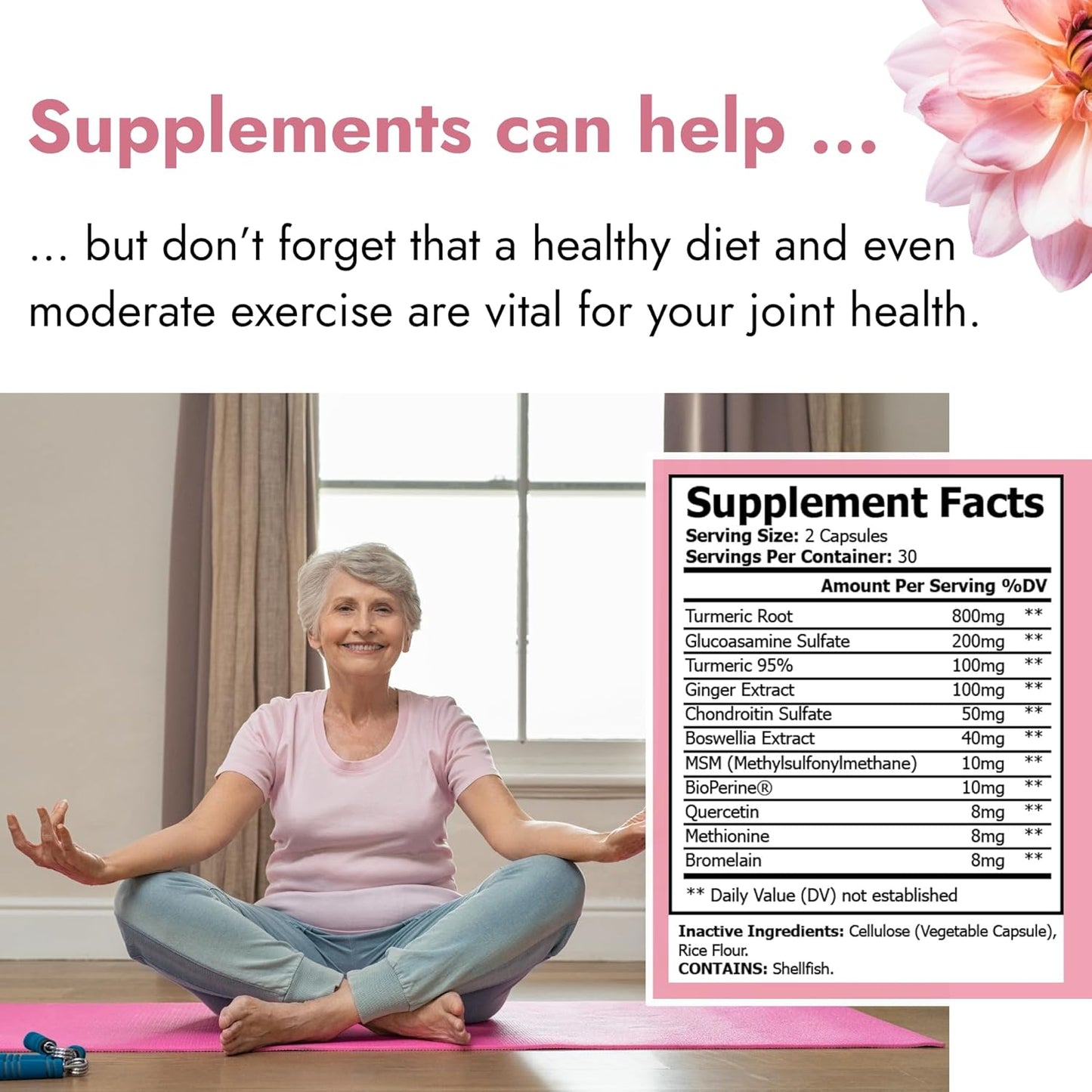 USA Made MUSCADINEX Joint Support Supplement with 11 Ingredients - Turmeric, Quercetin, Bromelain, Glucosamine Chondroitin, Methionine, Ginger, Boswellia - 60 Capsules