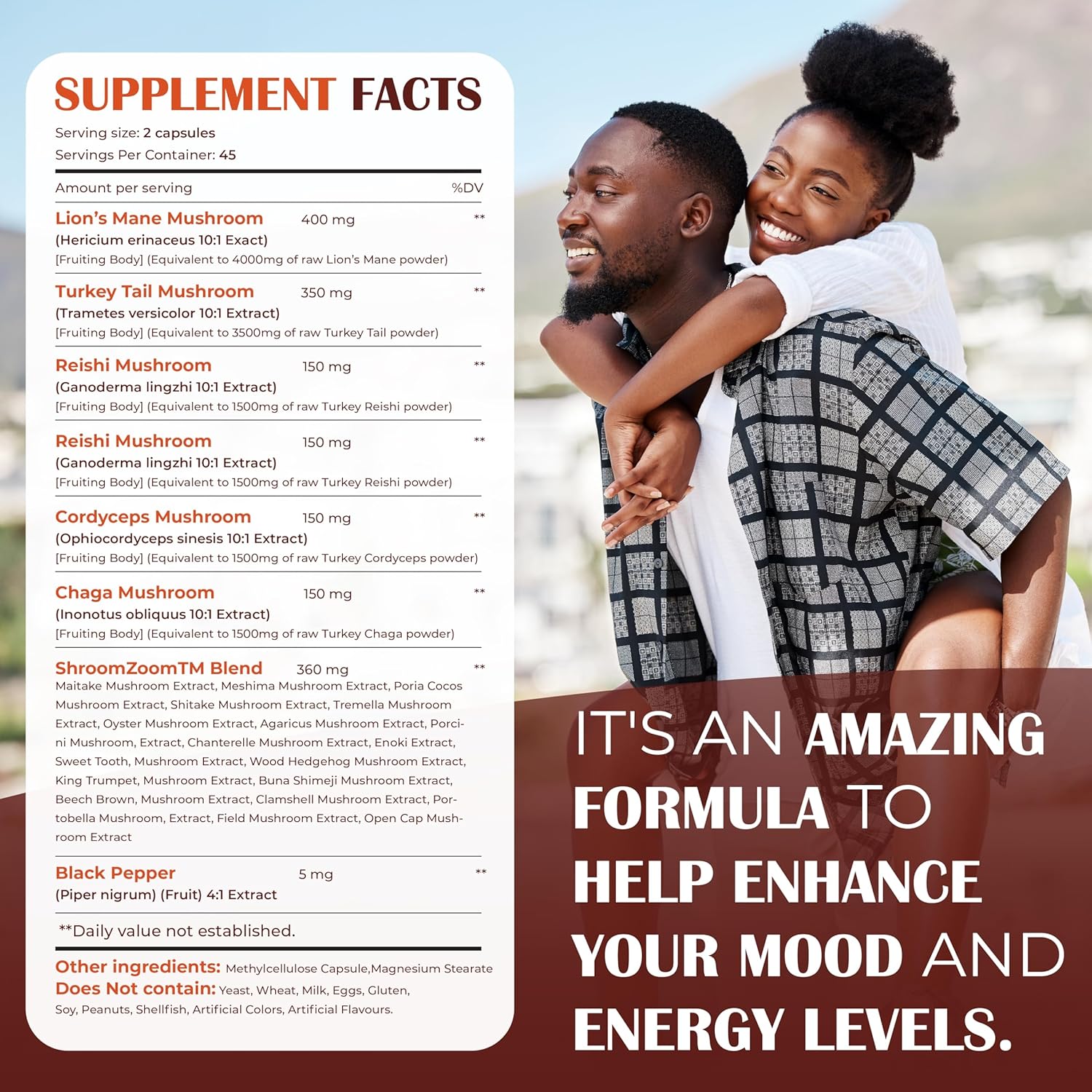 USA-Made Mushroom Supplement with Lions Mane, Turkey Tail, Reishi, Cordyceps, Chaga, Maitake, and More - 90 Capsules, 4000mg Lions Mane, 3500mg Turkey Tail, 1500mg Each of Reishi, Cordyceps, Chaga - Extra Strength