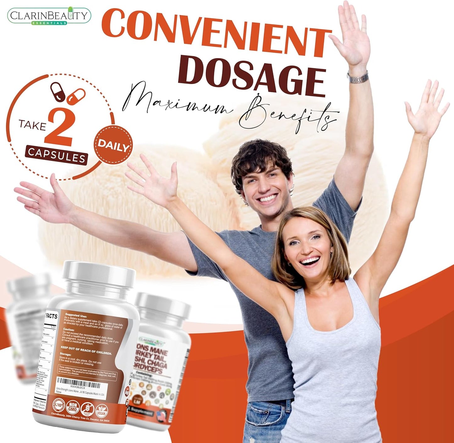 USA-Made Mushroom Supplement with Lions Mane, Turkey Tail, Reishi, Cordyceps, Chaga, Maitake, and More - 90 Capsules, 4000mg Lions Mane, 3500mg Turkey Tail, 1500mg Each of Reishi, Cordyceps, Chaga - Extra Strength