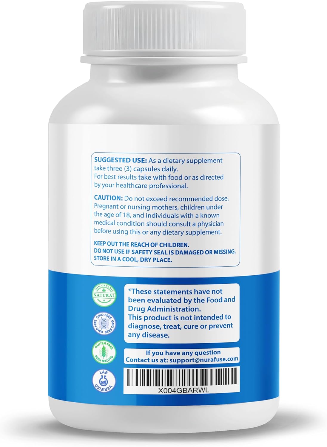USA Made NURAFUSE Liposomal Magnesium L-THREONATE Glycinate Chelate - Cortisol Support for Wellness & Relaxation - Lab Tested