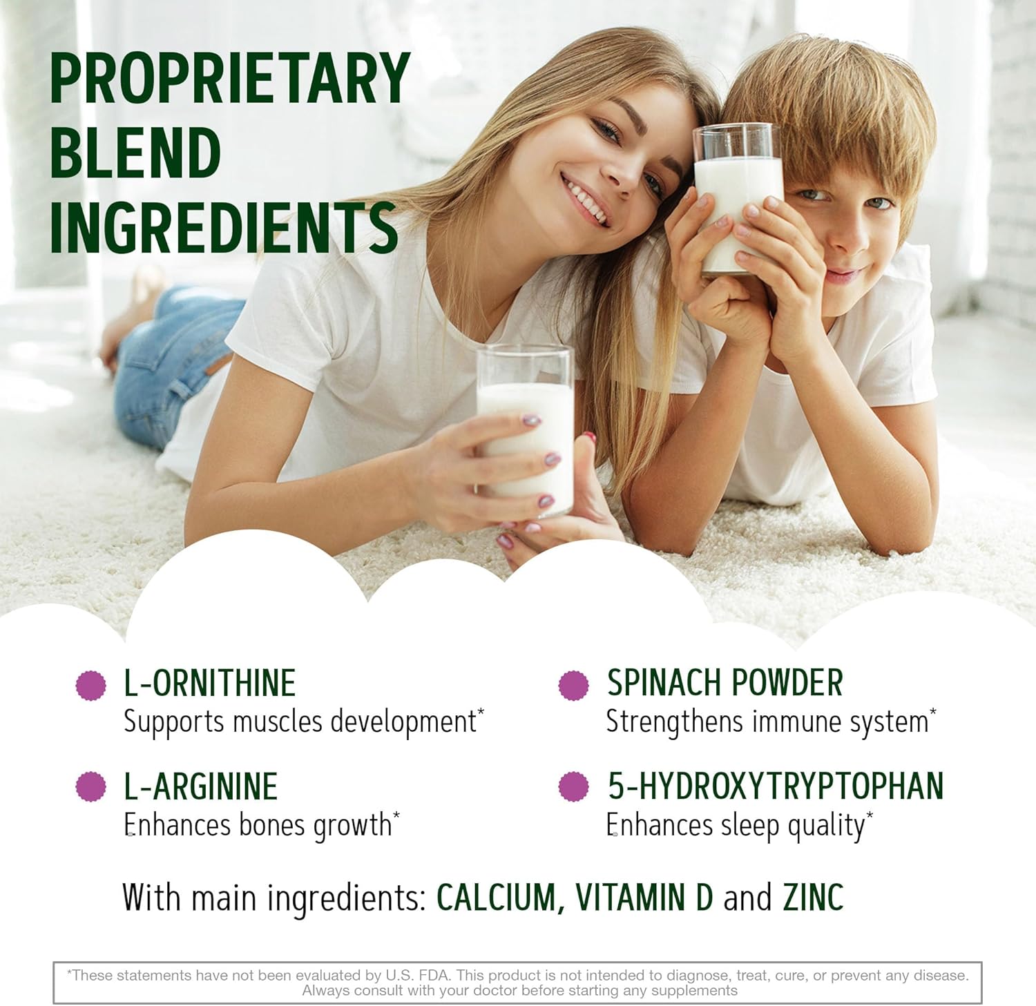 USA-Made OptiHarmony Height Growth Maximizer: Natural Supplement for Bone Growth in Adults, Teens & Kids - Boost Height with Vitamins - 120 Capsules