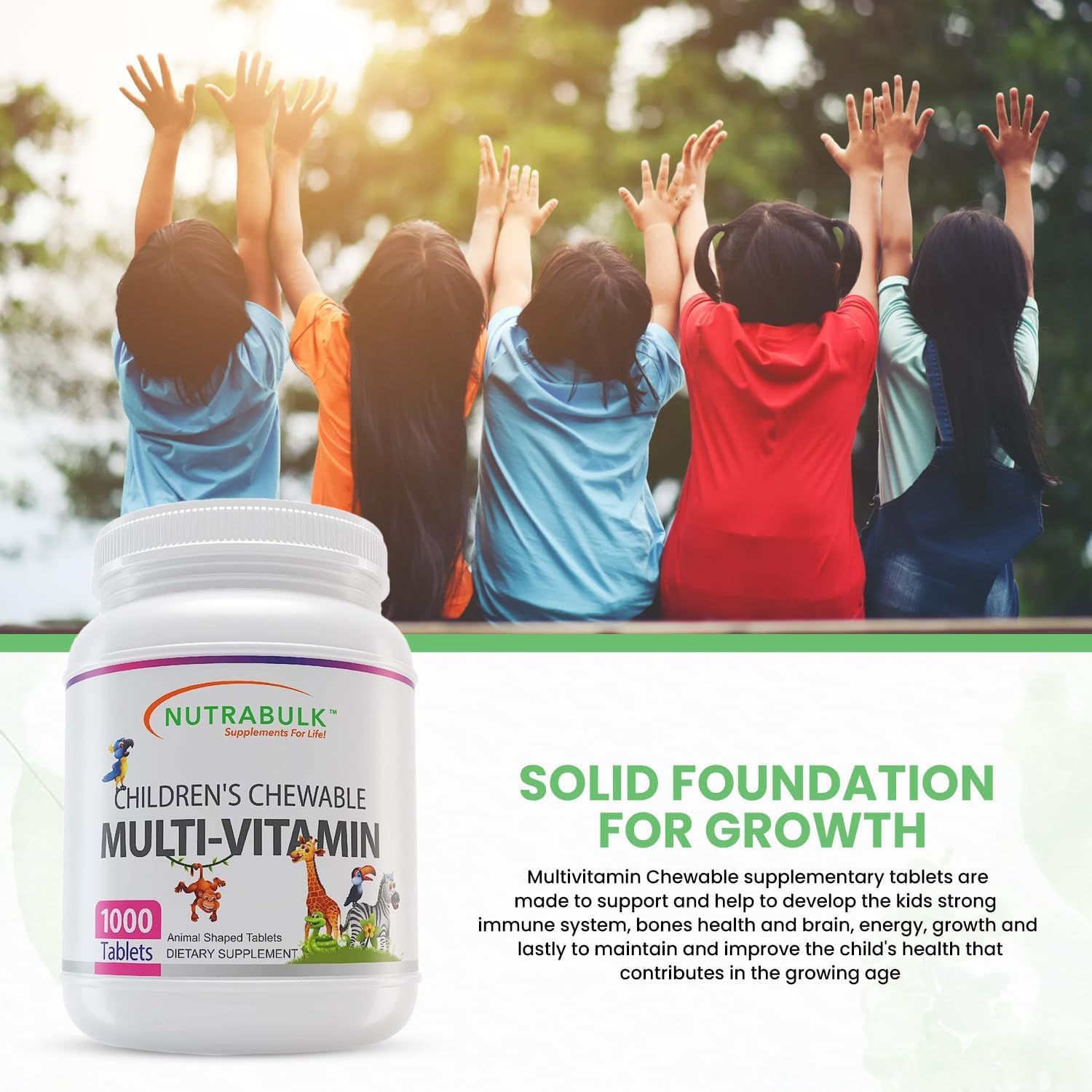 USA-Made Vegan Children’s Chewable Multi-Vitamins - Supports Immune, Bone, Brain Health - Gluten-Free Cherry Tablets - 12000 Count