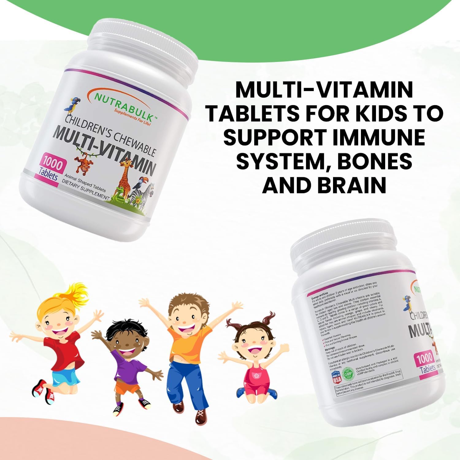 USA-Made Vegan Children’s Chewable Multi-Vitamins - Supports Immune, Bone, Brain Health - Gluten-Free Cherry Tablets - 12000 Count