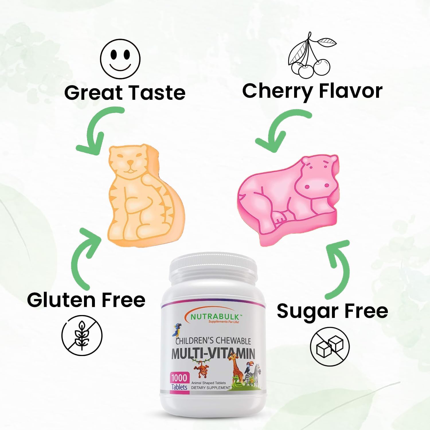 USA-Made Vegan Children’s Chewable Multi-Vitamins - Supports Immune, Bone, Brain Health - Gluten-Free Cherry Tablets - 12000 Count