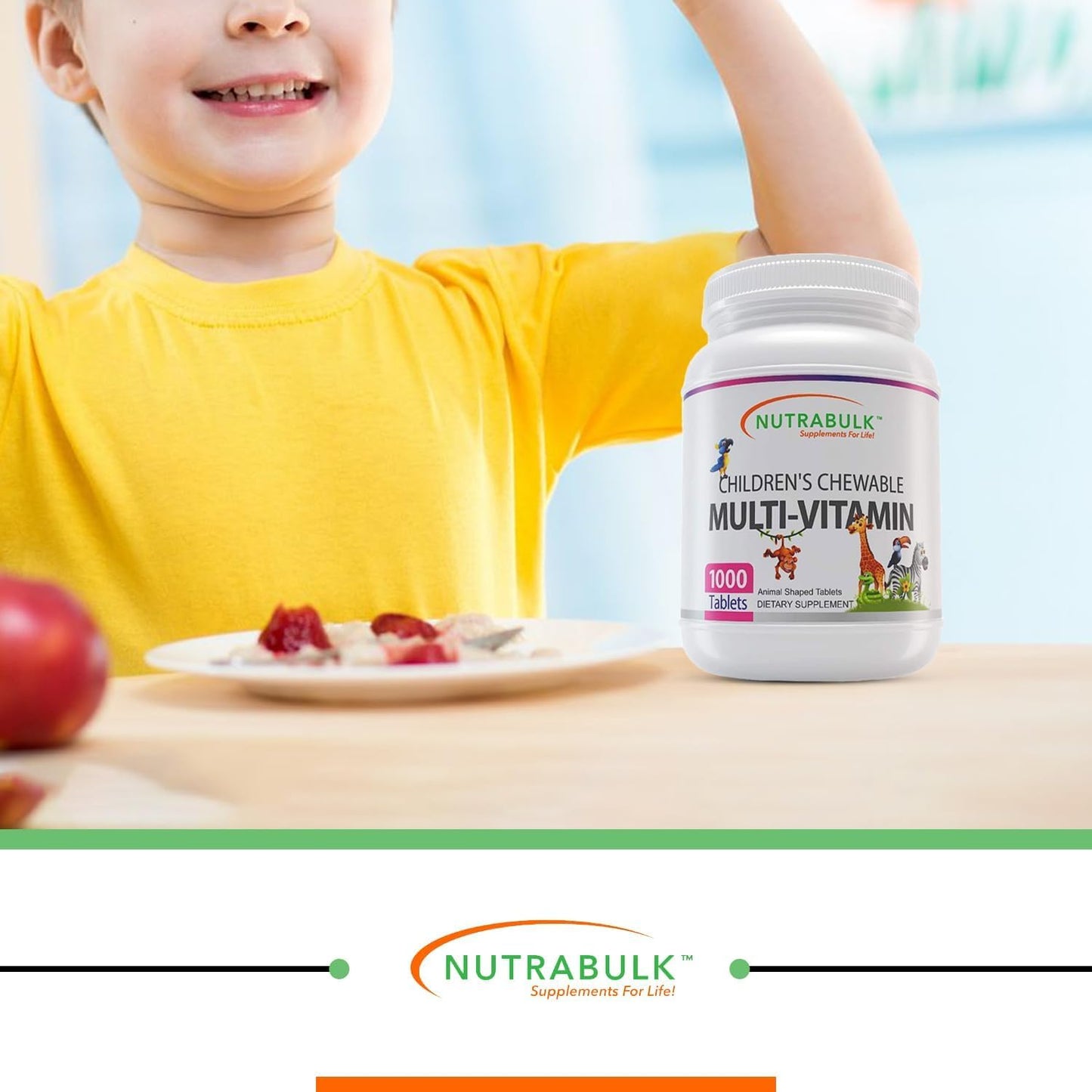 USA-Made Vegan Children’s Chewable Multi-Vitamins - Supports Immune, Bone, Brain Health - Gluten-Free Cherry Tablets - 12000 Count