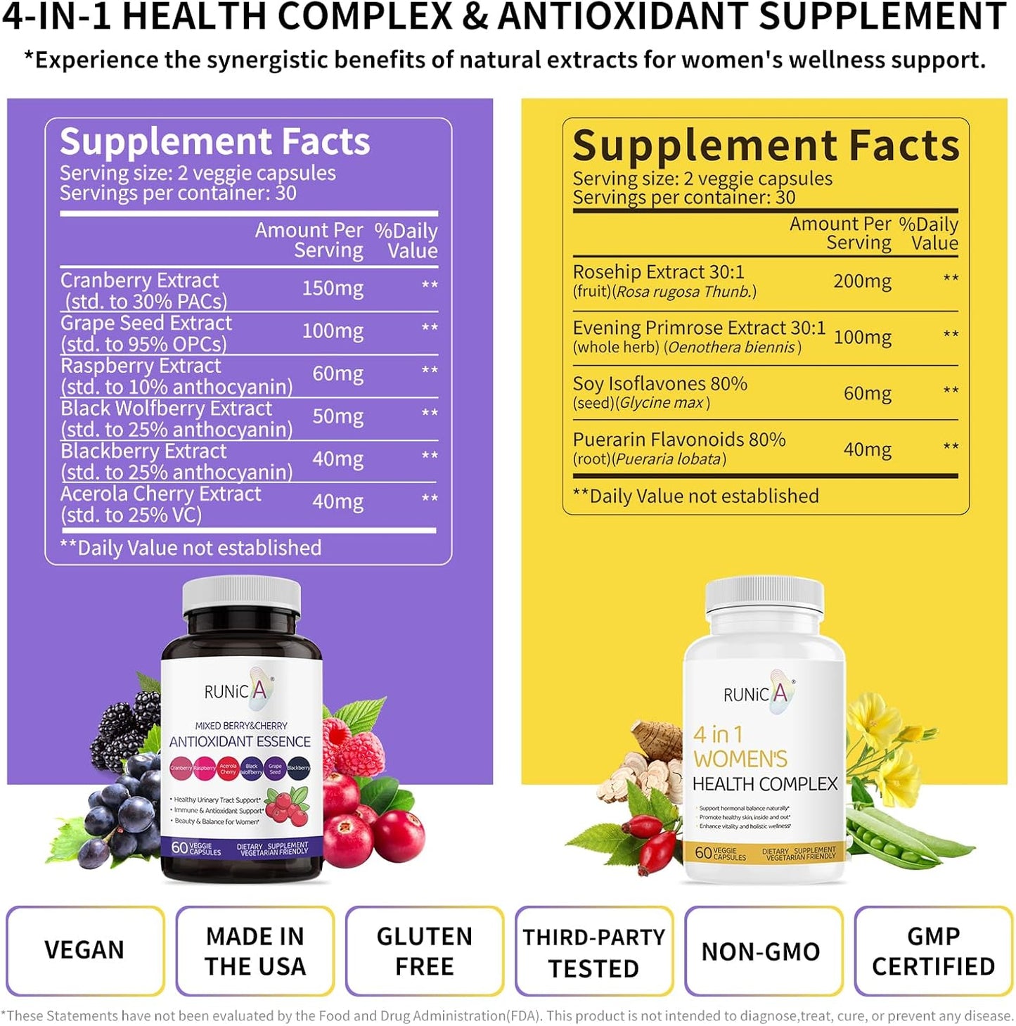 USA-Made Vegan Women's Health Complex with Antioxidants for Hormonal Balance and Immune Support