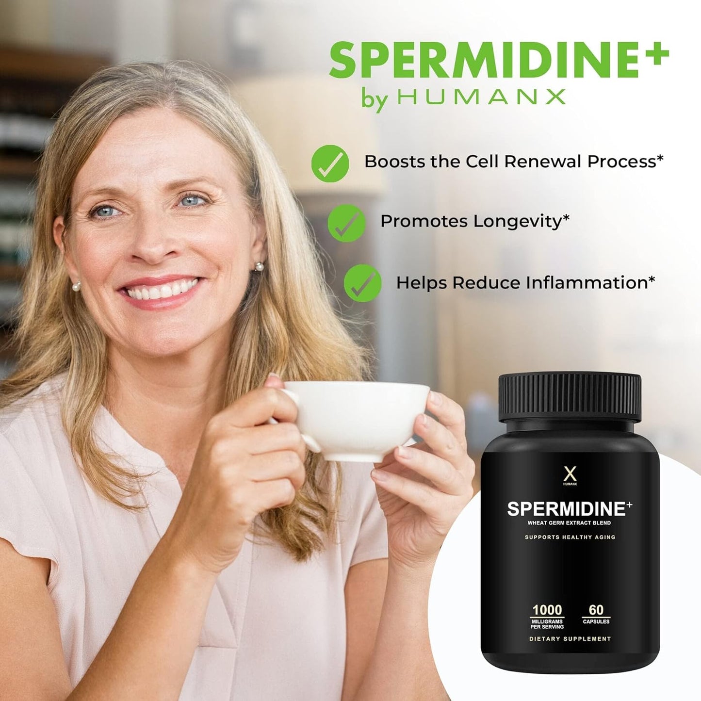 USA Third Party Tested Spermidine+ Capsules with Zinc & Wheat Germ Extract - Non-GMO Supplement for Cellular Renewal and Healthy Aging