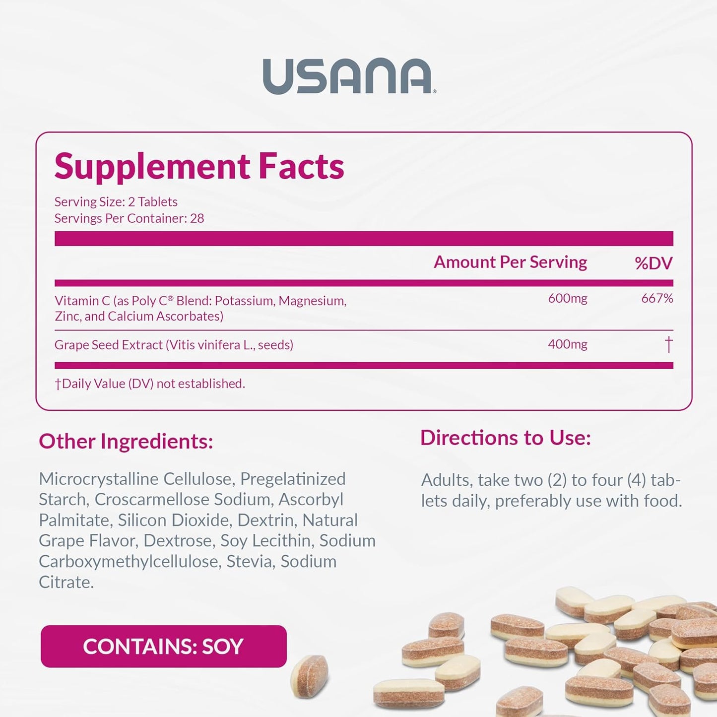 USANA Proflavanol C200: Heart Health Antioxidant with Bioflavanoids & Vitamin C - 56 Tablets - 28 Day Supply