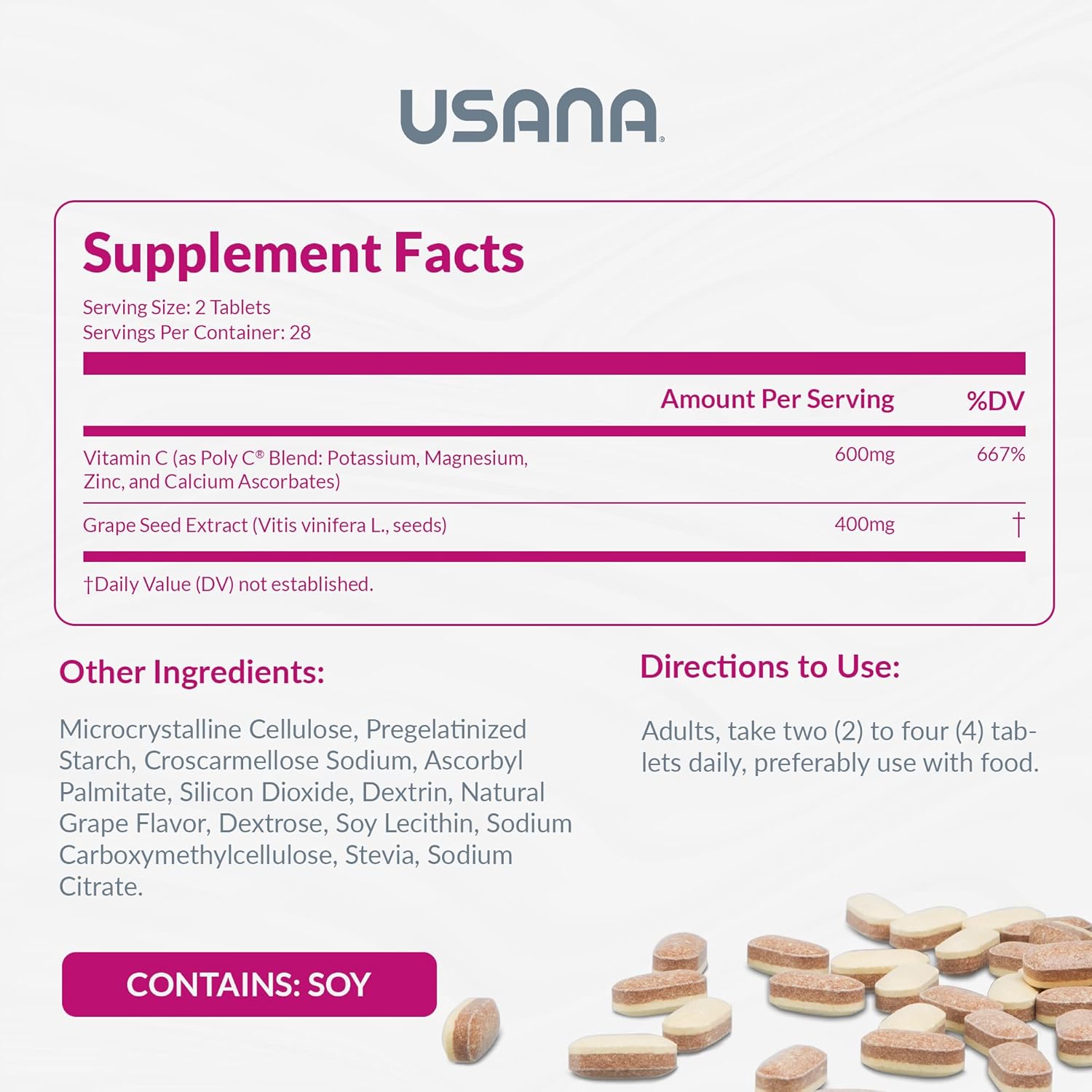 USANA Proflavanol C200: Heart Health Antioxidant with Bioflavanoids & Vitamin C - 56 Tablets - 28 Day Supply
