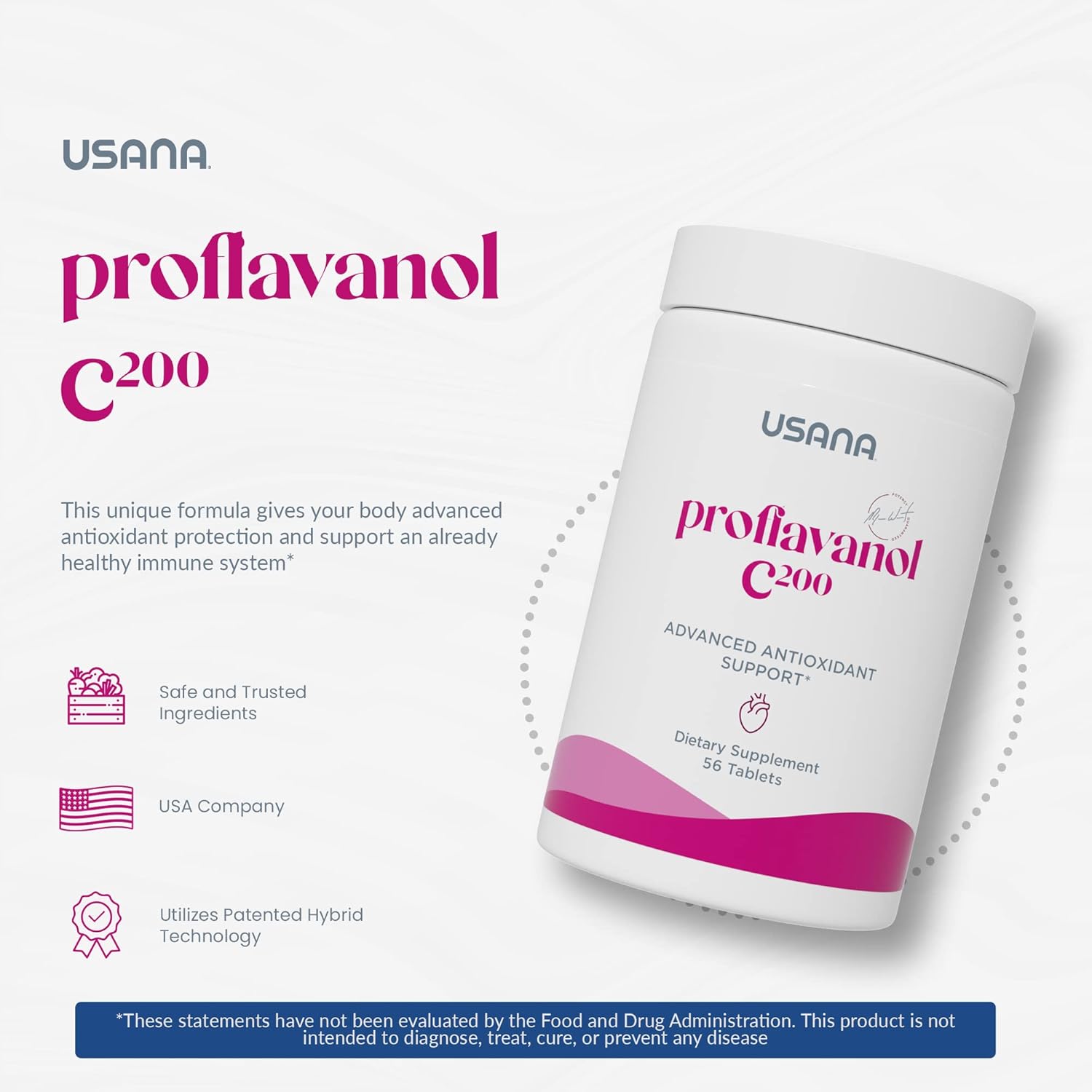 USANA Proflavanol C200: Heart Health Antioxidant with Bioflavanoids & Vitamin C - 56 Tablets - 28 Day Supply