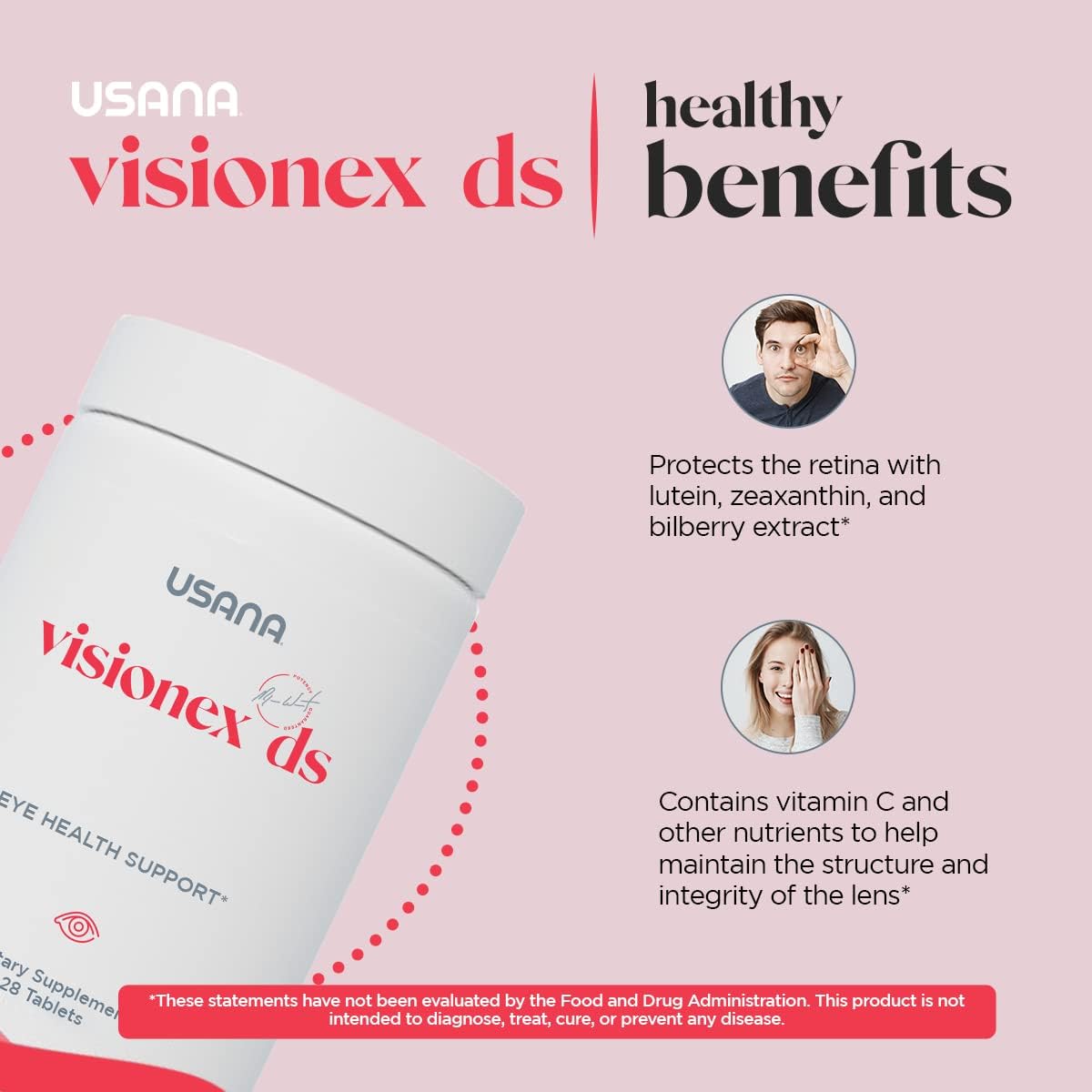 USANA Visionex DS Tablets with Lutein Zeaxanthin for Eye Health - 28 Day Supply