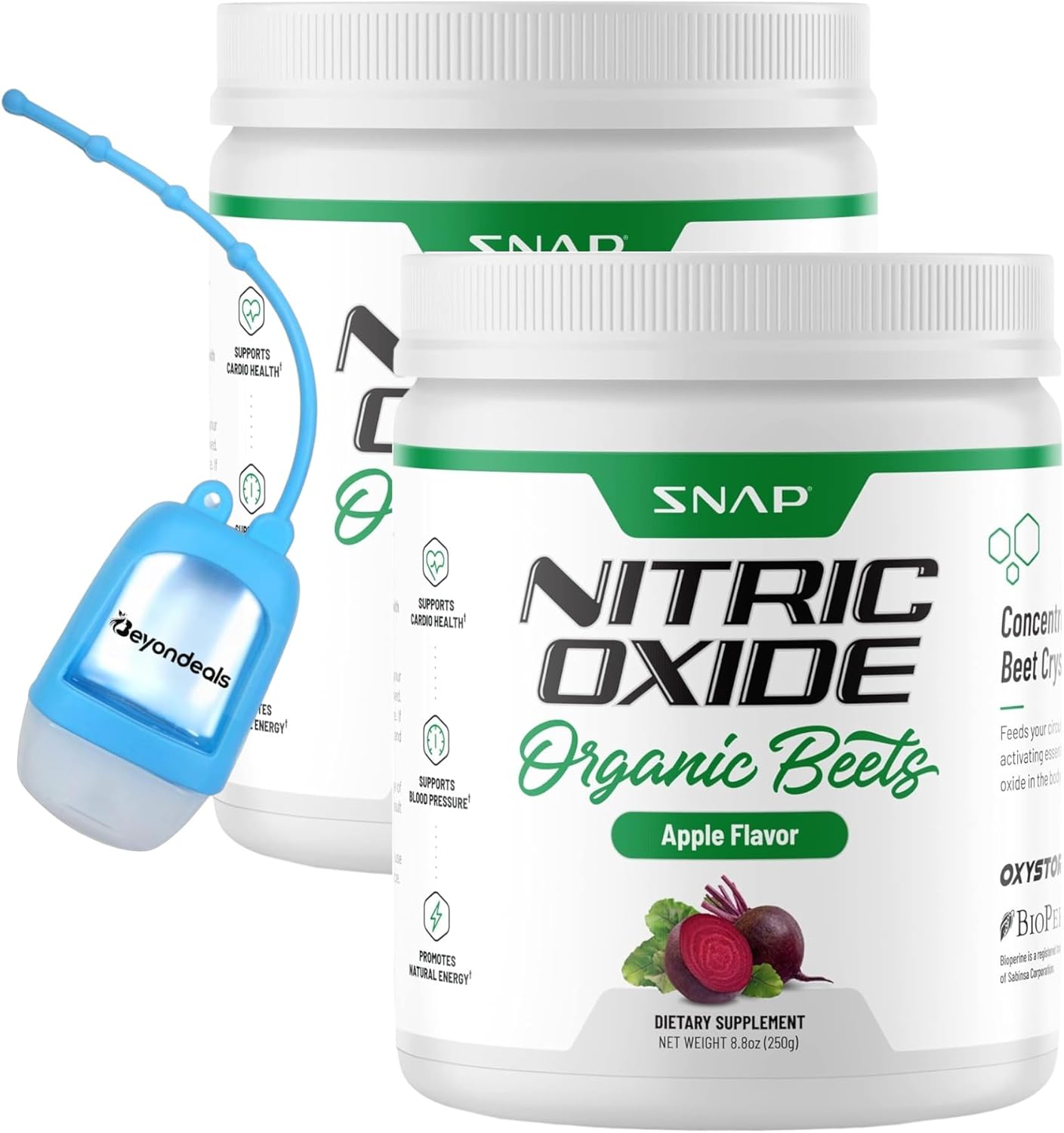 USDA Certified Beet Root Powder for Heart Health & Energy - Nitric Oxide Supplement with Hand Sanitizer Dispenser [2 Pack]