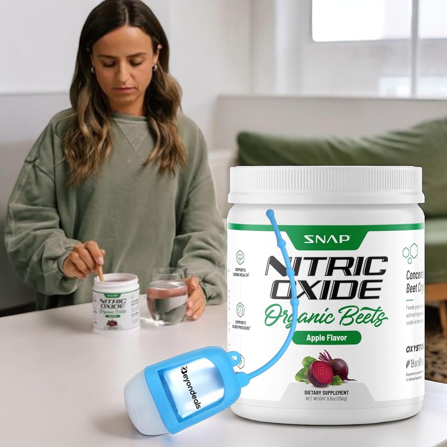 USDA Certified Beet Root Powder for Heart Health & Energy - Nitric Oxide Supplement with Hand Sanitizer Dispenser [2 Pack]