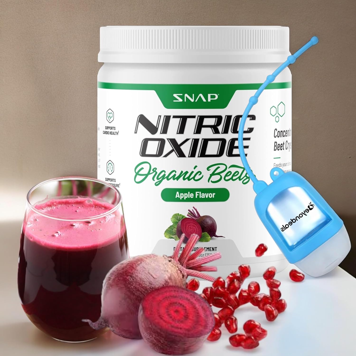 USDA Certified Beet Root Powder for Heart Health & Energy - Nitric Oxide Supplement with Hand Sanitizer Dispenser [2 Pack]
