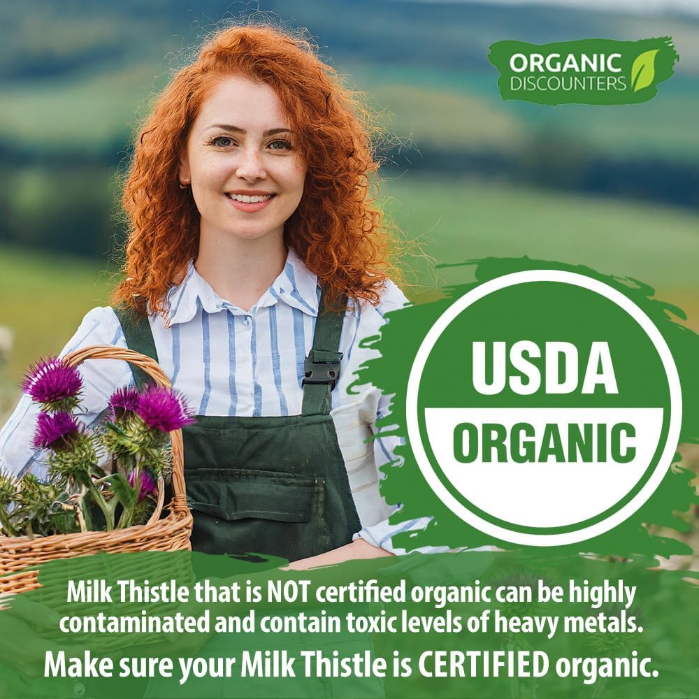 USDA Certified Organic Milk Thistle Capsules - 280 Count, 7500mg Strength, Vegan & Non-GMO - Rich in Silymarin Flavonoids - All-Natural Herbal Supplement