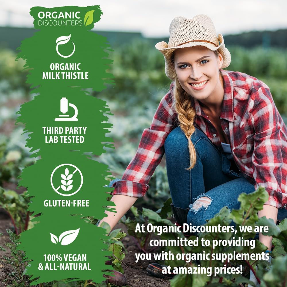 USDA Certified Organic Milk Thistle Capsules - 280 Count, 7500mg Strength, Vegan & Non-GMO - Rich in Silymarin Flavonoids - All-Natural Herbal Supplement