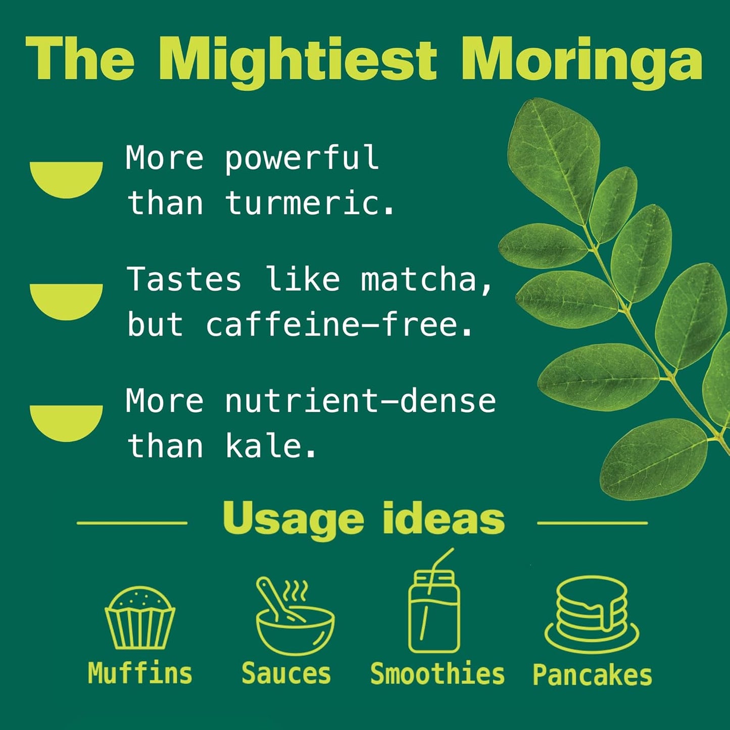 USDA Certified Organic Moringa Leaf Powder for Smoothies, Tea, Food - 100% Pure & Non-GMO - 10.6 oz Pack