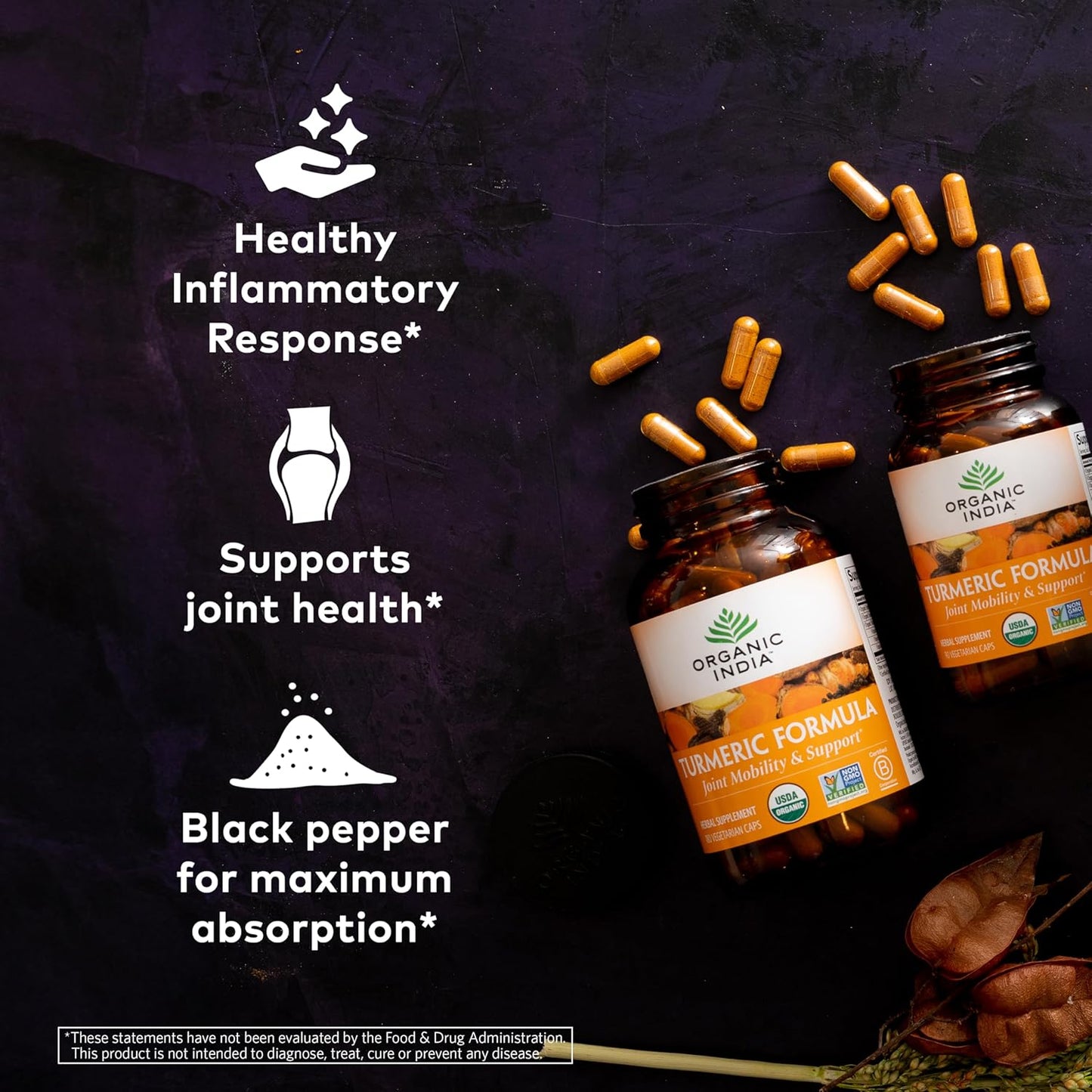 USDA Certified Organic Turmeric Curcumin with Black Pepper Capsules - Joint and Immune Support Herbal Supplement, Whole Root Formula with Trikatu - 360 Caps