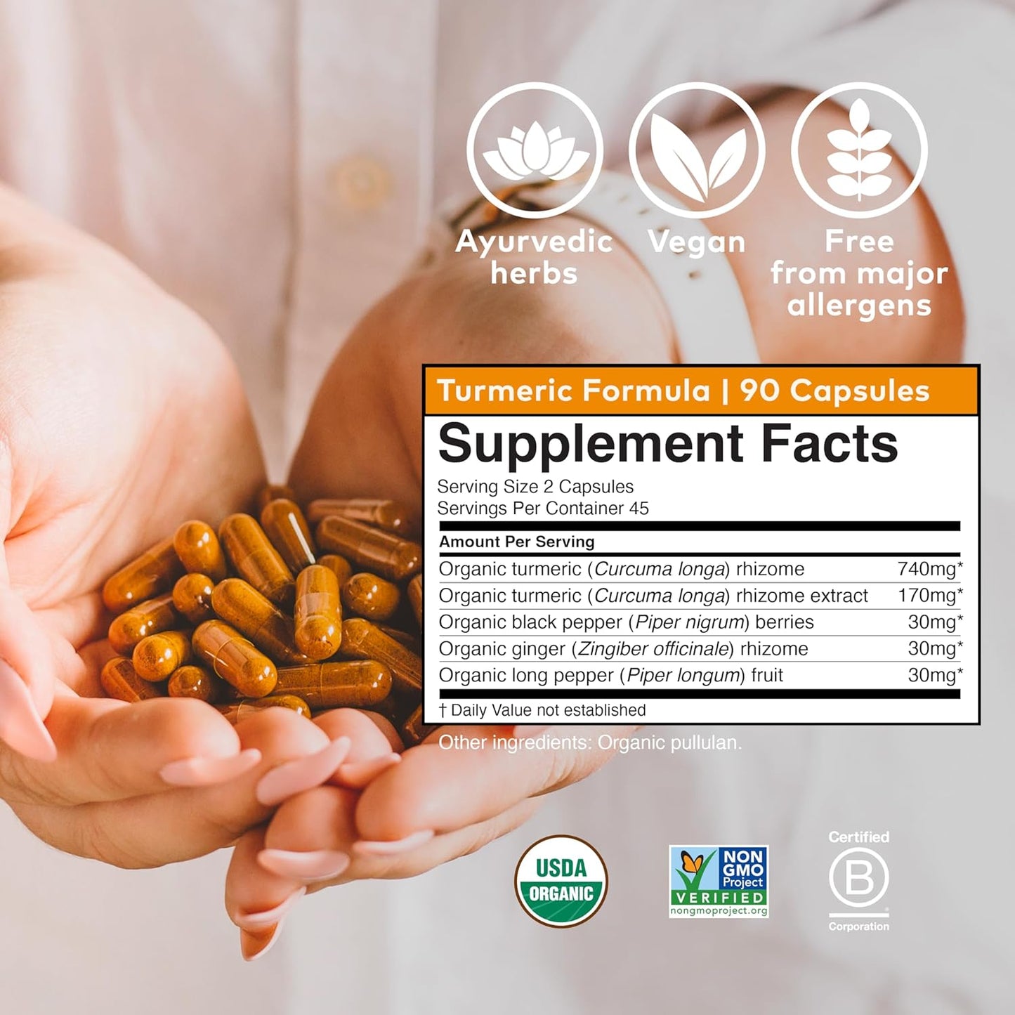 USDA Certified Organic Turmeric Curcumin with Black Pepper Capsules - Joint and Immune Support Herbal Supplement, Whole Root Formula with Trikatu - 360 Caps