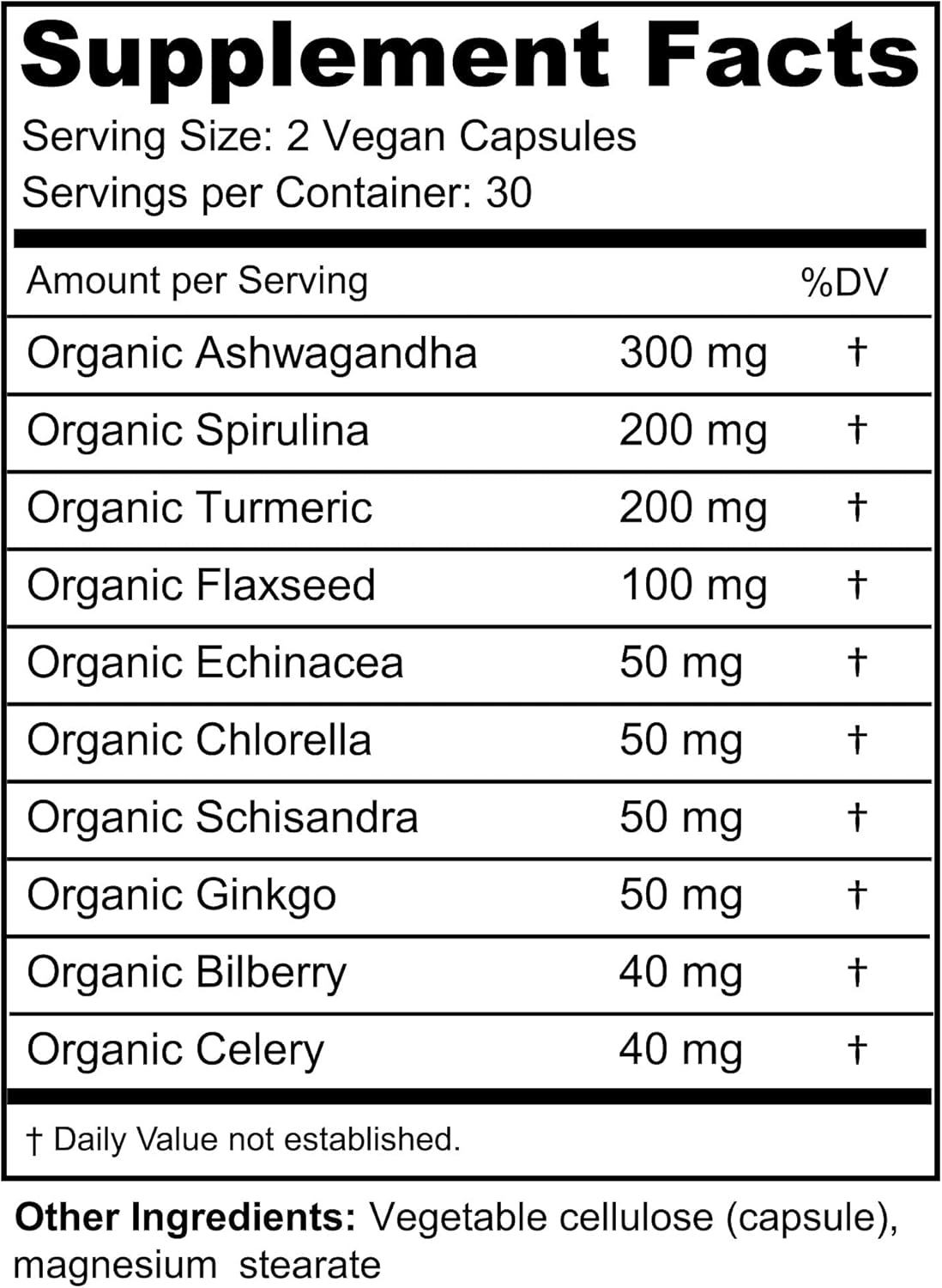 USDA Organic Ashwagandha Blend for Stress Relief & Mood Support - 60 Vegan Capsules with Turmeric & Spirulina for Adrenal Health