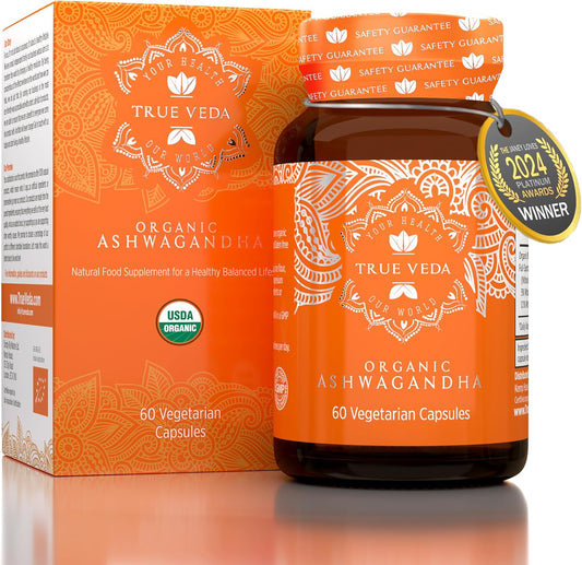 USDA Organic Ashwagandha Supplements - 60 Capsules | KSM-66 Ashwagandha | Pure Ashwagandha Vitamin | Organic Aswagandha Capsules