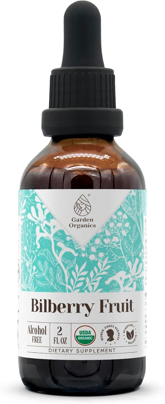 USDA Organic Bilberry Fruit Extract - Alcohol-Free Tincture | High-Potency Dietary Supplement from Dried Bilberry Fruit - 2 oz Bottle