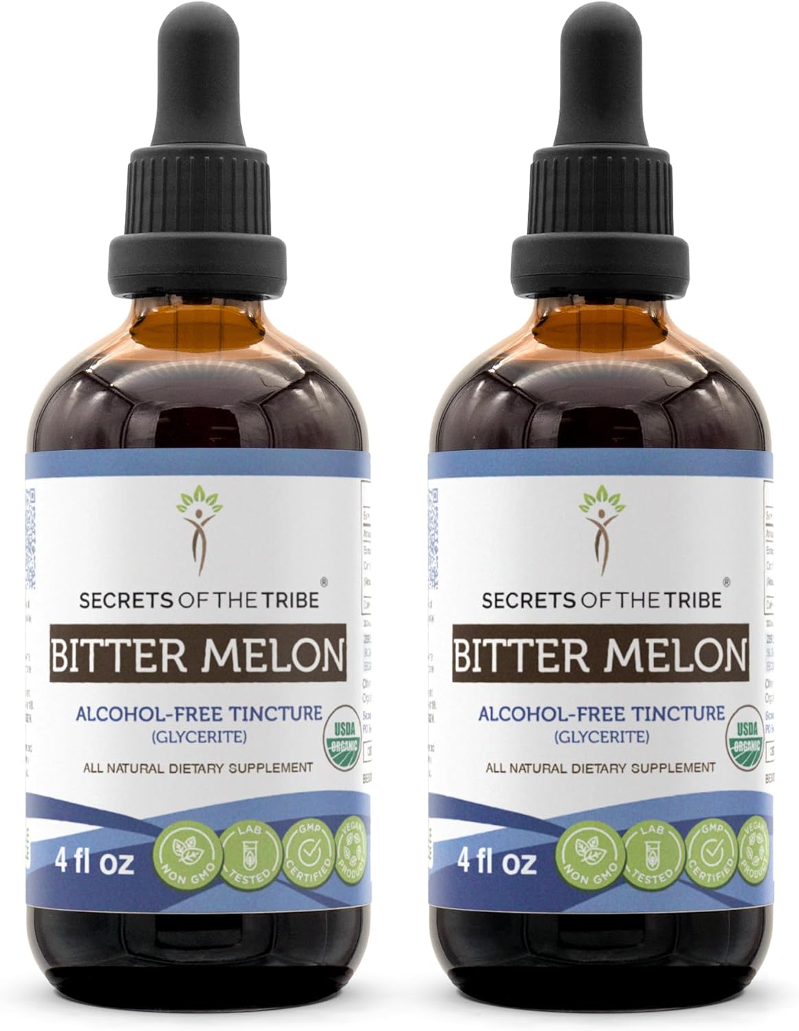 USDA Organic Bitter Melon Herbal Drops | High-Potency Extract | Alcohol-Free | 100% Certified Organic (2x4 oz)