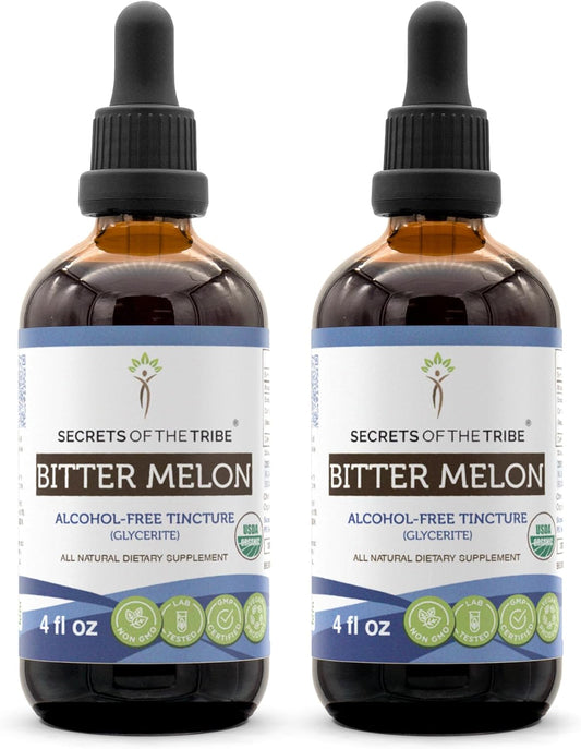 USDA Organic Bitter Melon Herbal Drops | High-Potency Extract | Alcohol-Free | 100% Certified Organic (2x4 oz)