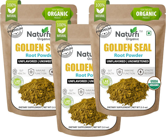 USDA Organic Goldenseal Root Powder Supplement - 10.5 oz, 300 Servings | Pure Natural & Lab Tested Organic Goldenseal Root Powder