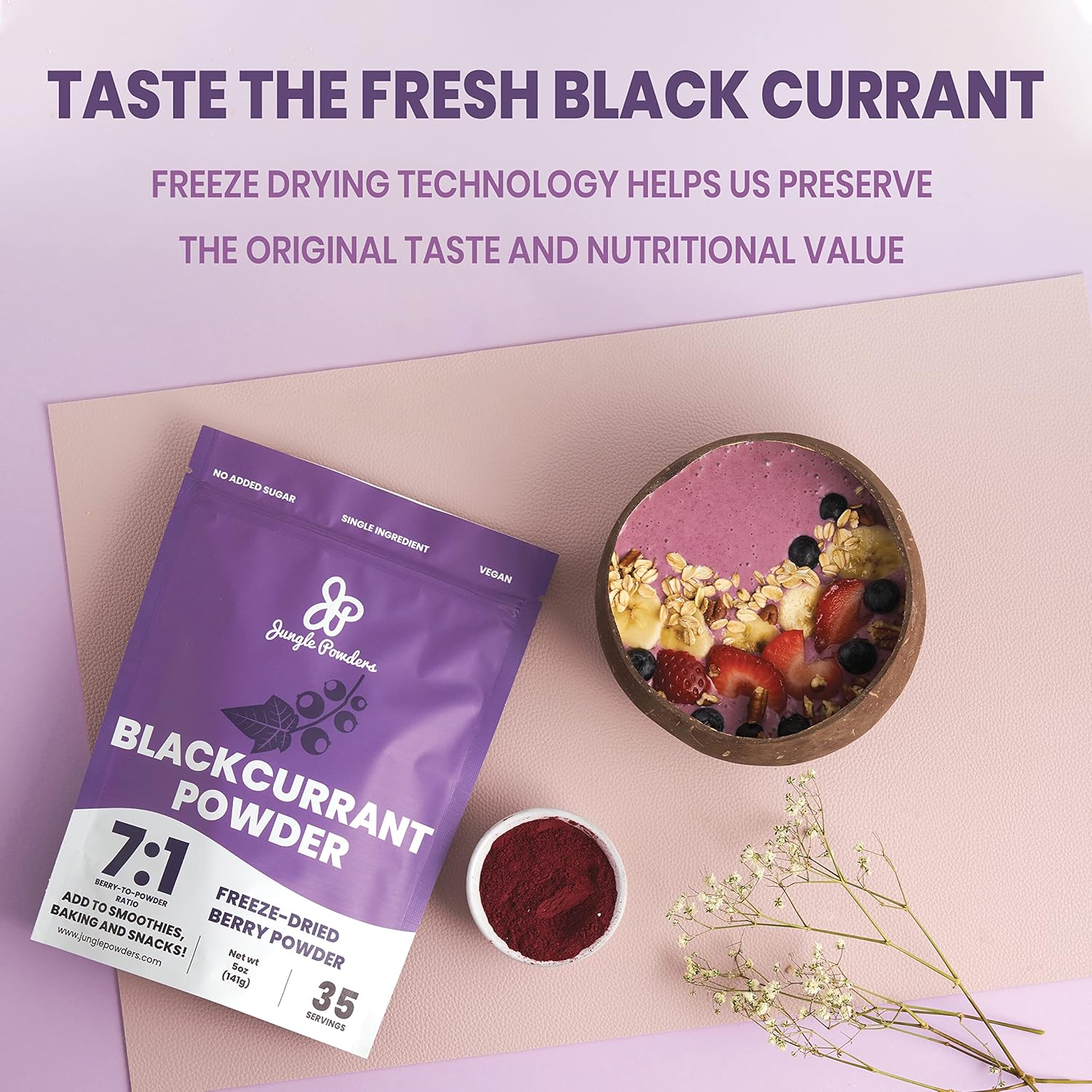 USDA Organic Jungle Powders Wild Bilberry & Black Currant Extract Bundle - 3.4oz Freeze Dried Powder for Smoothies & Eye Health