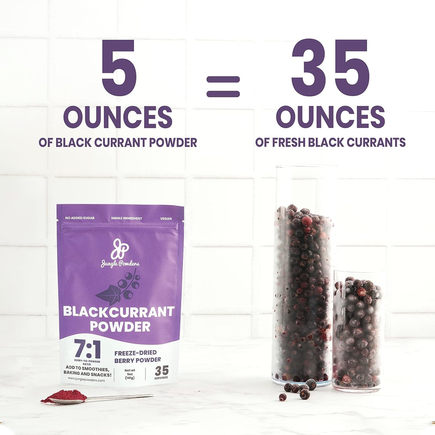 USDA Organic Jungle Powders Wild Bilberry & Black Currant Extract Bundle - 3.4oz Freeze Dried Powder for Smoothies & Eye Health