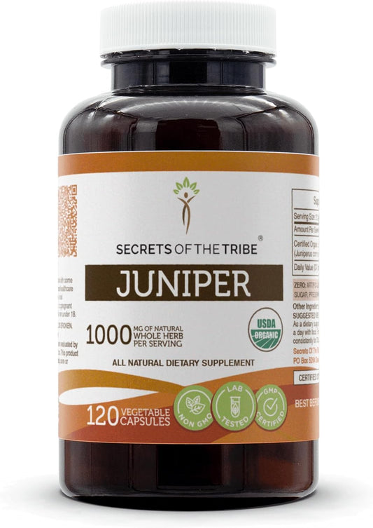 USDA Organic Juniper Capsules | Made with Certified Organic Juniper Berry | 120 Vegetarian Capsules