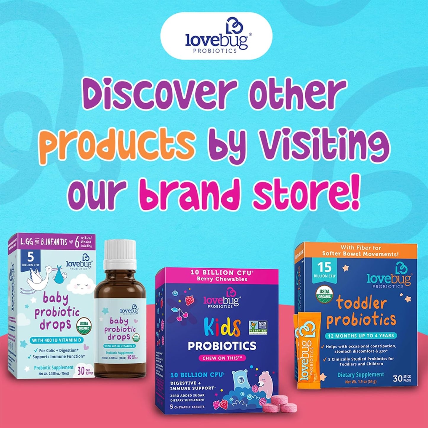 USDA Organic Lovebug Infant Probiotics 0-6 Months - Baby Gas, Colic, Reflux Relief - Allergen & Sugar Free, 30 Pack