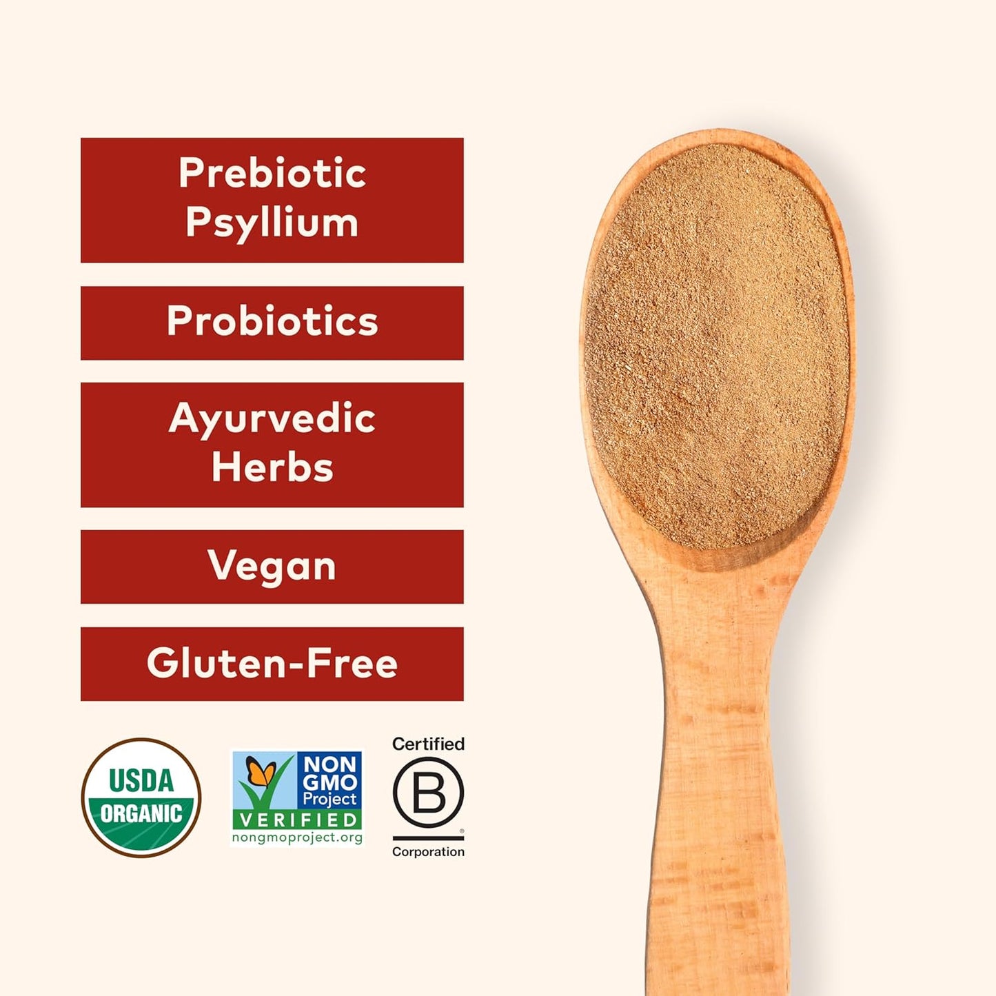 USDA Organic Psyllium Husk Powder Supplement - Orange Flavored, Vegan & Gluten Free, Whole Psyllium Husk Fiber with Pre & Probiotics - 10 Oz