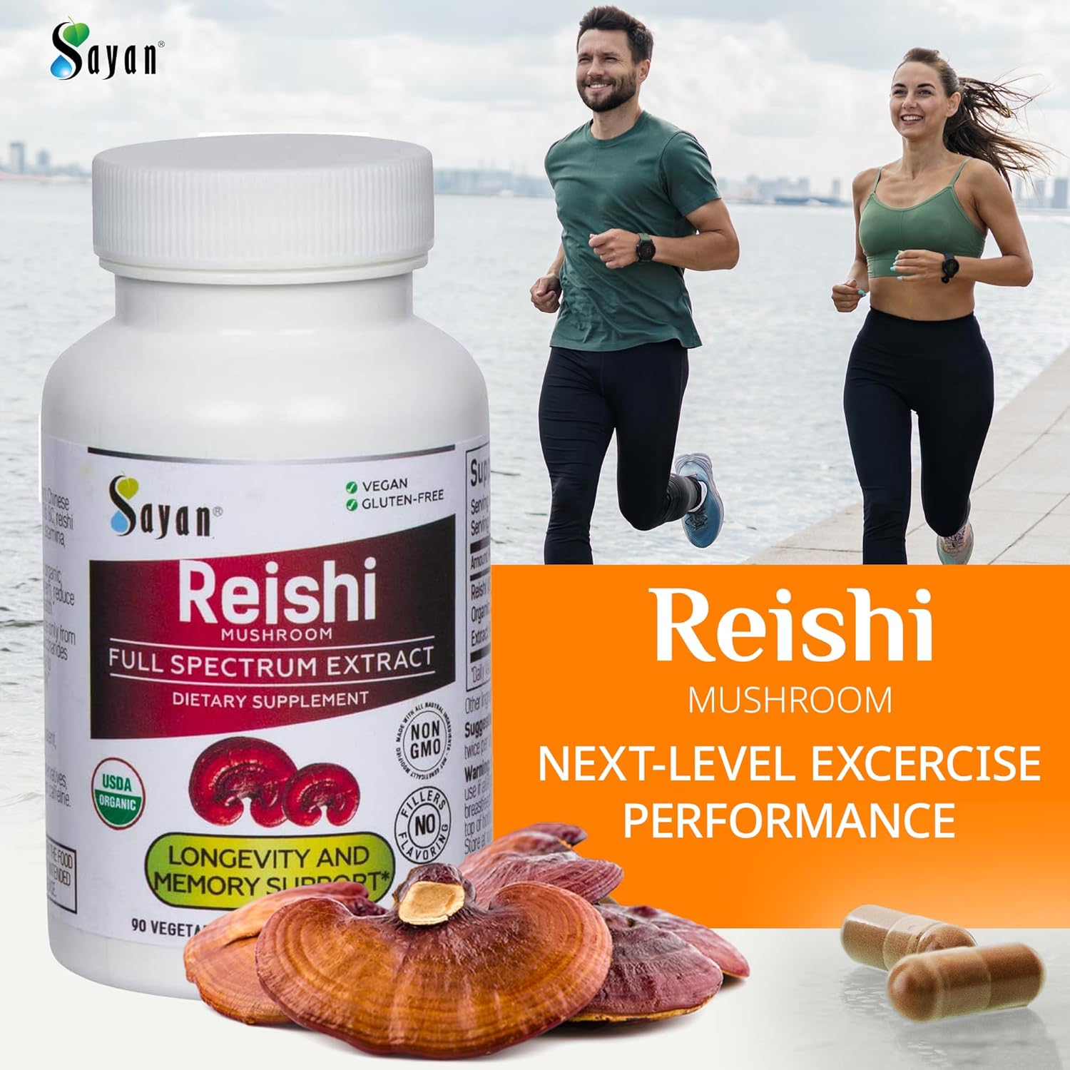 USDA Organic Reishi Mushroom Extract Capsules - 90 Count, 440mg - Immune Support & Longevity Supplement - Vegan & Non-GMO with No Fillers - Pure & Potent Formula for Vitality & Wellness
