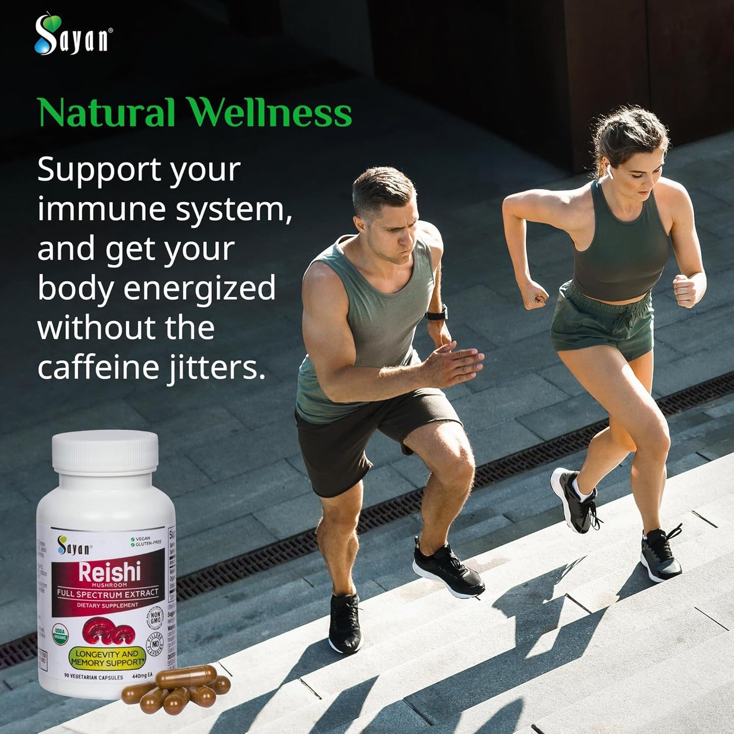 USDA Organic Reishi Mushroom Extract Capsules - 90 Count, 440mg - Immune Support & Longevity Supplement - Vegan & Non-GMO with No Fillers - Pure & Potent Formula for Vitality & Wellness