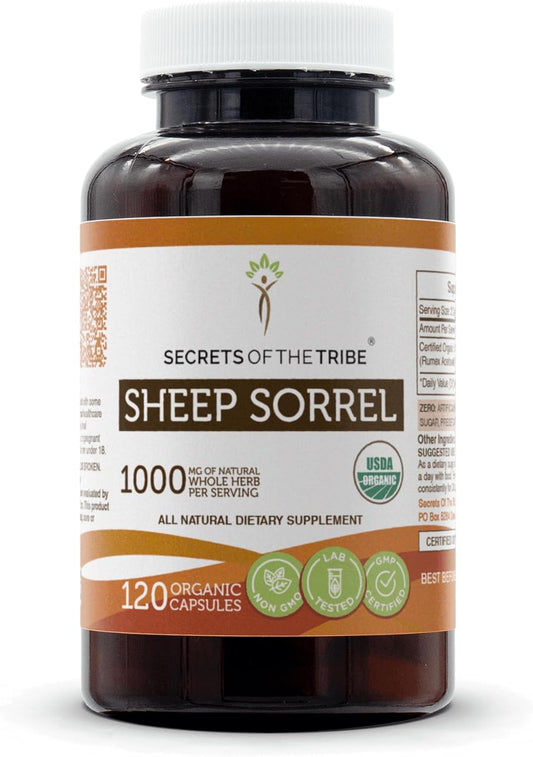 USDA Organic Sheep Sorrel Capsules for Digestive Health - 120 Vegetable Capsules by Secrets of the Tribe