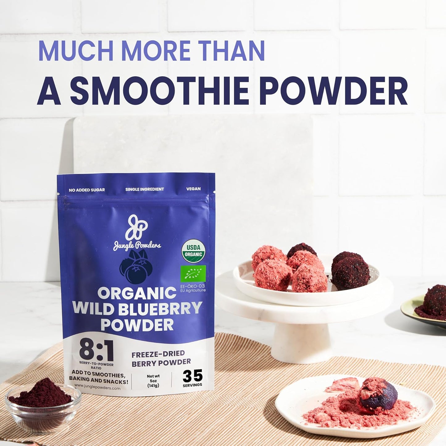 USDA Organic Wild Berry Powder Bundle for Baking & Eye Health - Bilberry, Blueberry, Raspberry Powder - Whole Berry Extracts for Eyes & Recipes