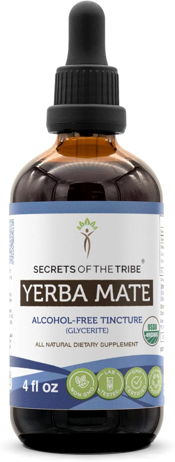 USDA Organic Yerba Mate Tincture | Alcohol-Free Herbal Extract | High-Potency Drops | 100% Certified Organic (4 fl oz)