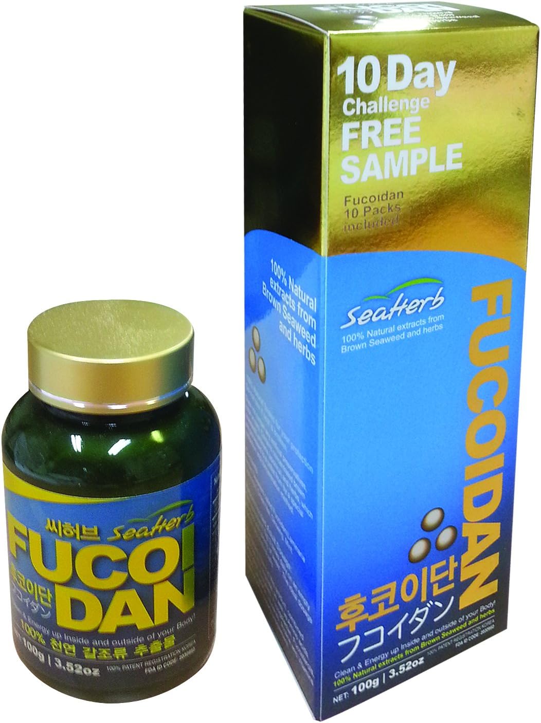 USFDA Approved 100% Natural Brown Seaweed Extract Fucoidan SeaHerb (10 Satchets + 100g)