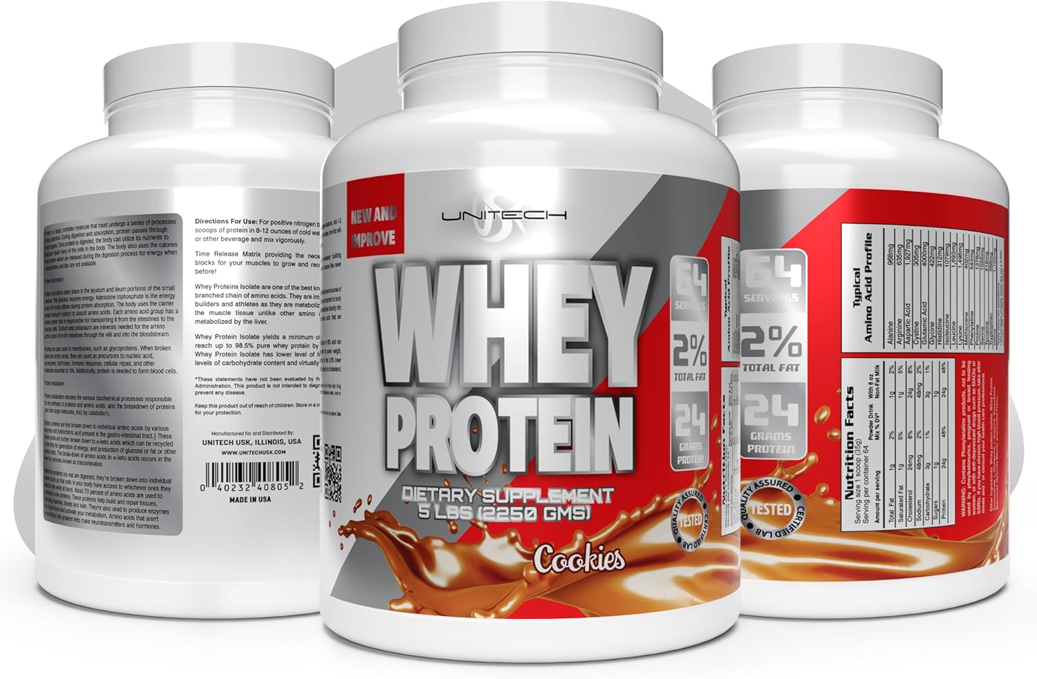 USK UNITECH Whey Cookies Protein Powder 80oz for Muscle Repair & Metabolism | Essential Amino Acids, Enzymes, Minerals | Cookies Flavor Sports Supplement