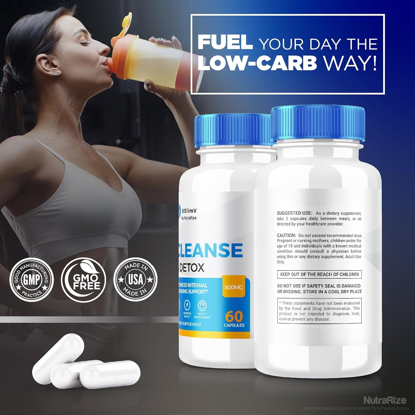 USlimV Keto ACV Capsules - 2 Pack for Advanced Internal Cleansing Support, All Natural Slimming Formula Pills with Vitamins Formula - NutraRize USlimV Reviews