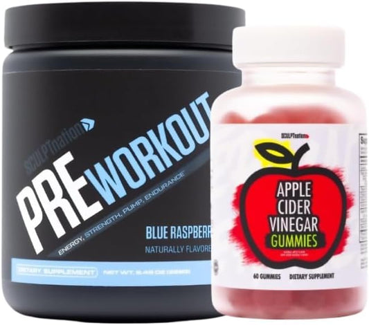 V Shred Sculpt Nation Blue Raspberry Pre Workout & Apple Cider Vinegar Gummies Bundle