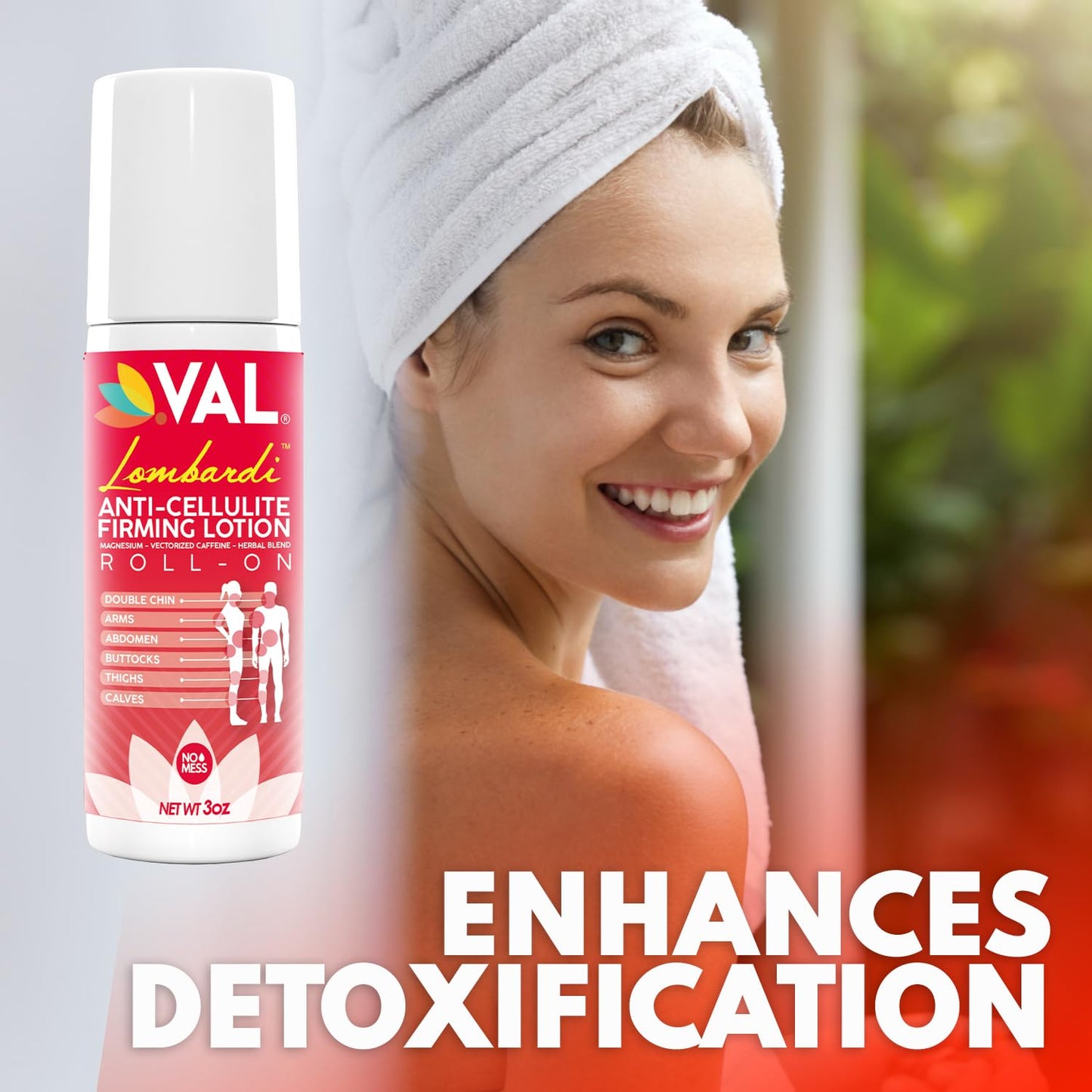 VAL Lombardi Cellulite Firming Roll-On with Magnesium for Smooth Skin
