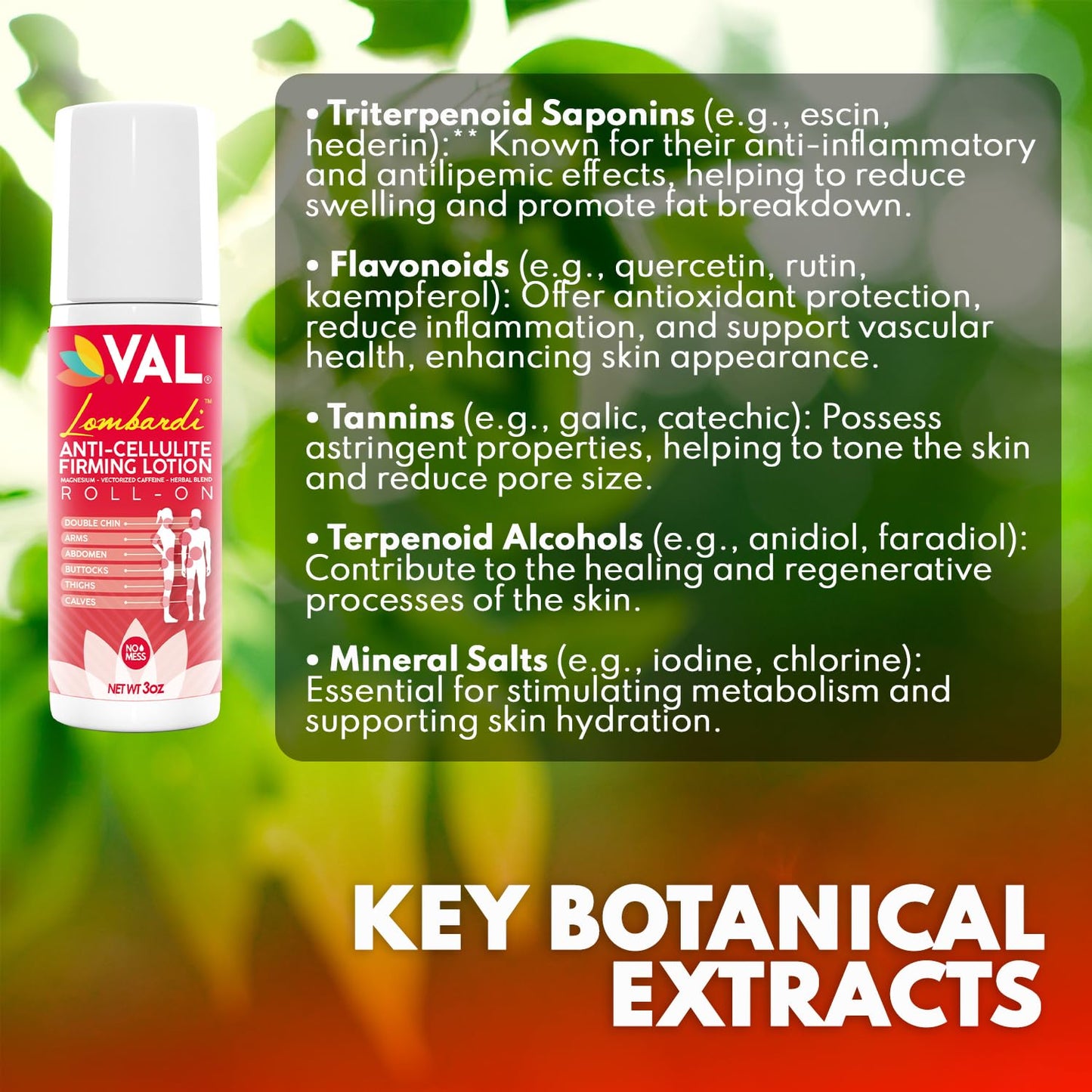 VAL Lombardi Cellulite Firming Roll-On with Magnesium for Smooth Skin