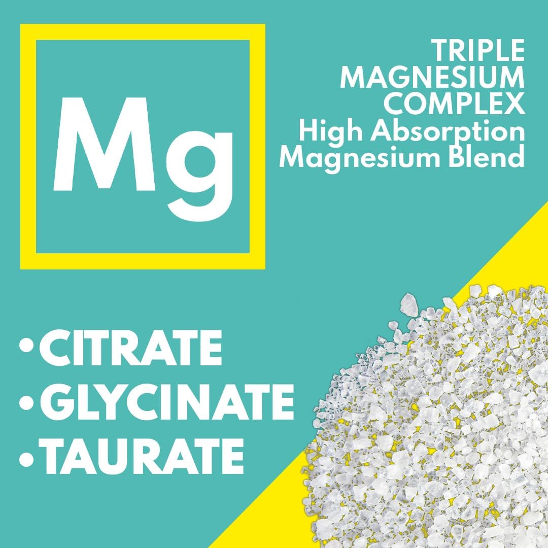 VAL Triple Magnesium Complex Powder Supplement with Vitamin B6 - Vegan, Gluten-Free, Non-GMO Lemon Flavor - Magnesium Glycinate, Taurate, Citrate - 6.9 oz