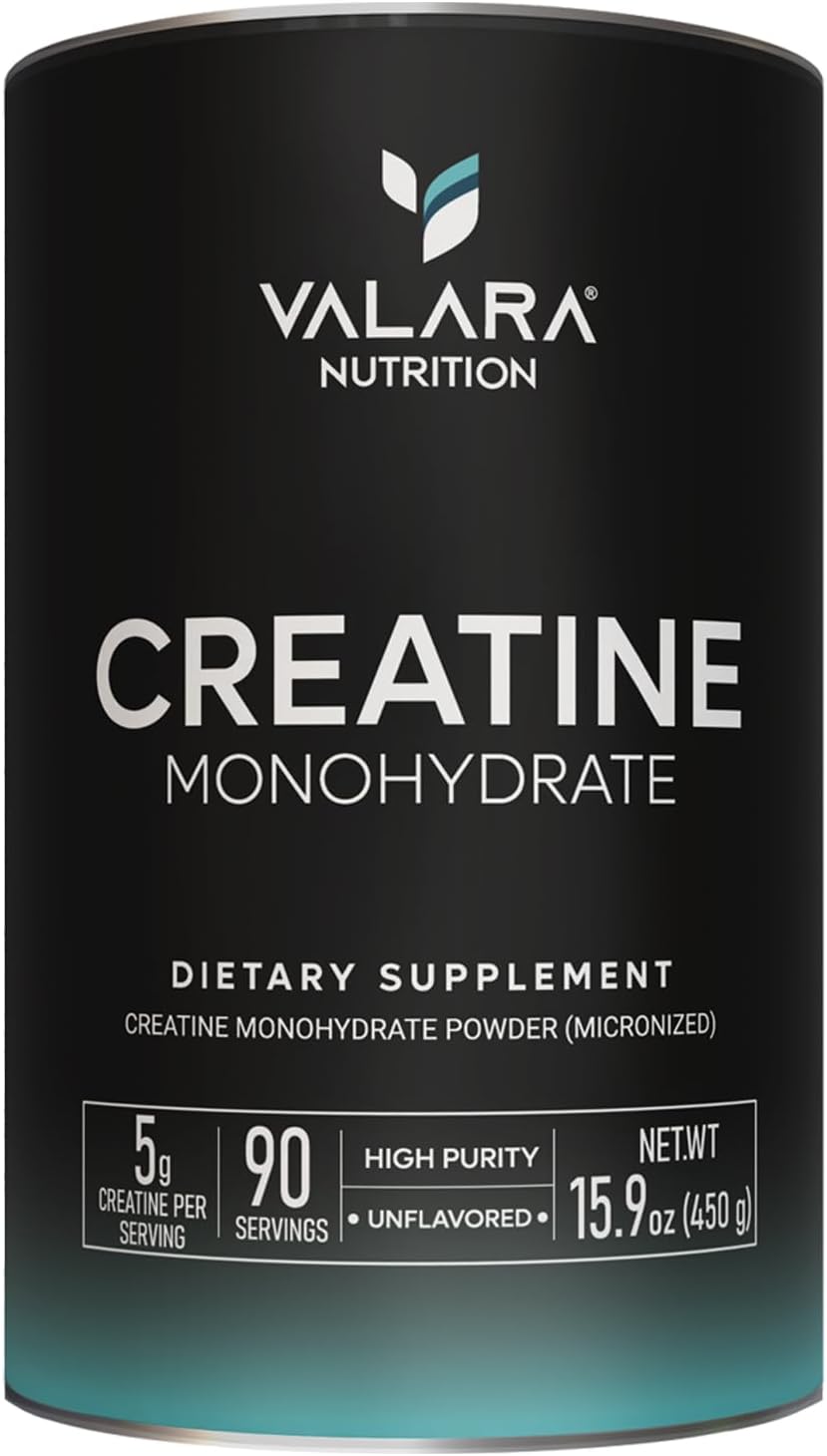 Valara Boost Recovery Creatine Monohydrate Powder - 450g, 90 Servings, Unflavored, Vegan, Keto - 5000mg Per Serv