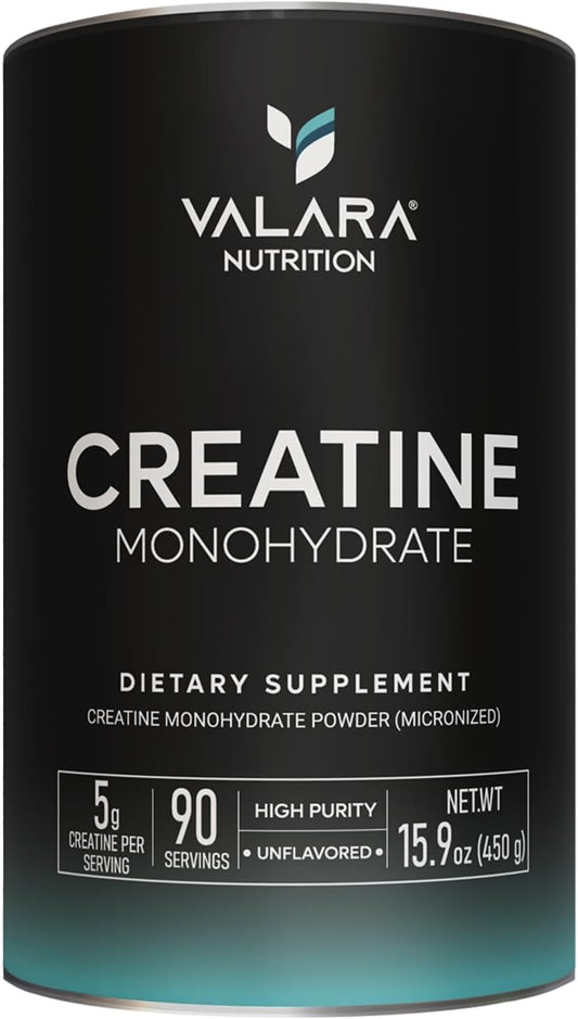 Valara Boost Recovery Creatine Monohydrate Powder - 450g, 90 Servings, Unflavored, Vegan, Keto - 5000mg Per Serv